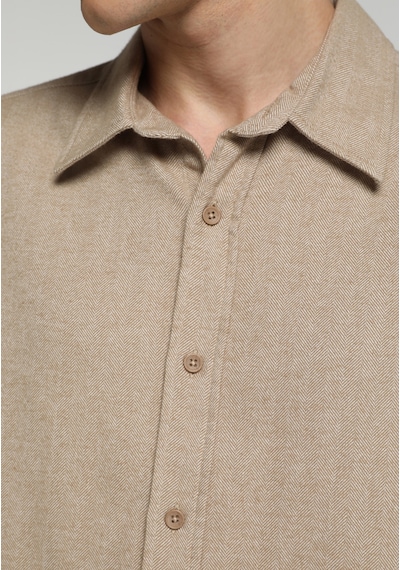 Colin's Colins Regular Fit Shirt Neck Düz Erkek Bej Uzun Kol Gömlek Cl1082606 Q1.v2 Beı
