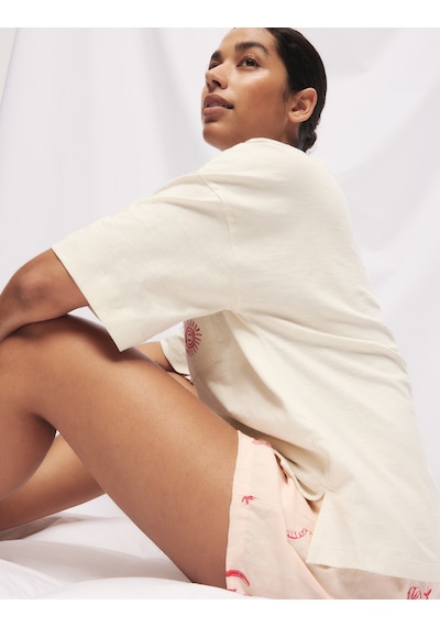 Marks & Spencer Cool Comfort:trade Mark: Baskılı Kısa Pijama Takımı Krem Mix