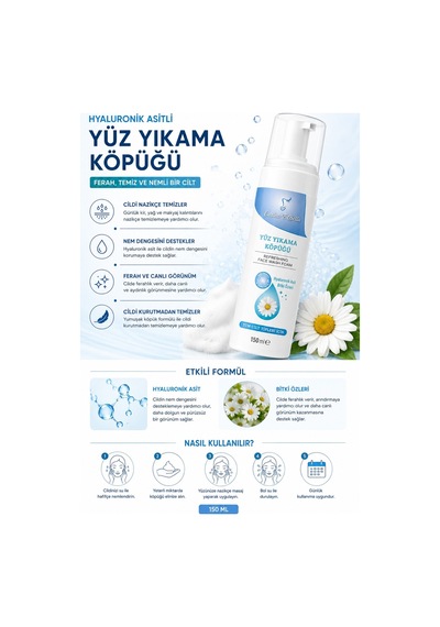 Hyaluronik Asitli Yüz Yıkama Köpüğü 150 Ml Nemlendirici Yüz Temizleme Köpüğü
