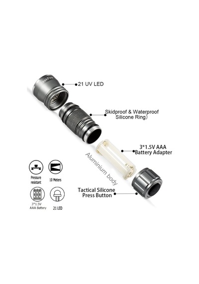 Guassi 21 Led Uv Ultraviyole El Feneri Para Kimlik