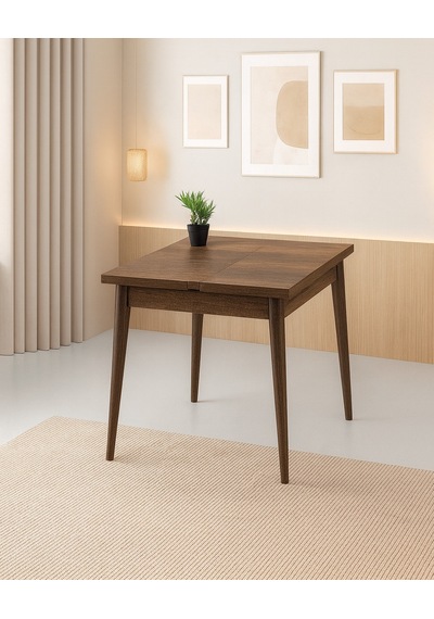 Yanlardan Açılır Büyüyen Yemek Masası Ceviz 65 x 100 CM  Sadece Masa