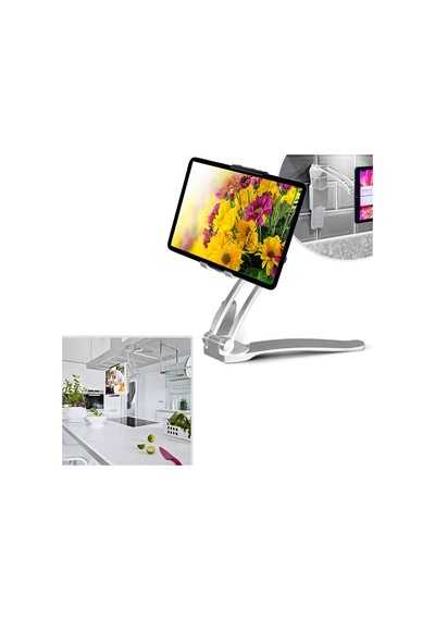 Taşınabilir Tablet 3-13 İnç Alüminyum Tutucu Stand Montajı, Ipad Aır/mını/ıpad Pro 12.9, Ms Surface Book 2 13,5 İnç Masa, Ofis, Mutfak, Mağaza Köşkü, Duvar Montajı, Tuvalet Vb. Gümüş İle Uyumlu