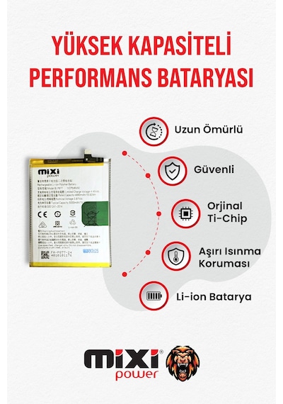 Realme 8i / C30 / C30s / C31 / C33 / C35 Uyumlu Tam Kapasite Batarya 1 Yıl Garantili