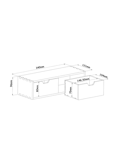 Desna Tek Katlı İki Çekmeceli Mini Dolap 34 Cm Uzunluk X 12.1 Cm Genişlik X 9.6 Cm Woodsaka Doğal Ahşap