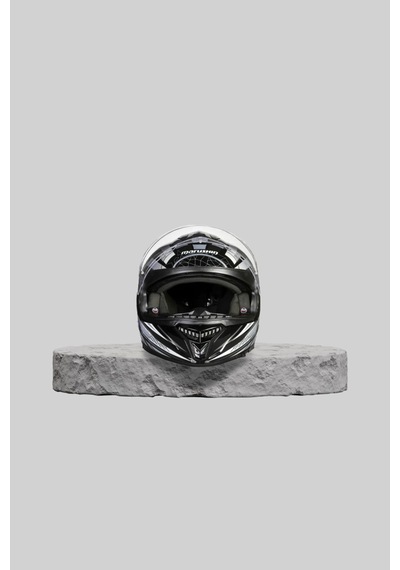 M-RS 969 Zodıac Fıberglass Kapalı Kask Beyaz - Siyah