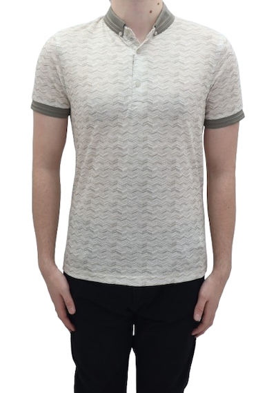 Santa Dmctekstil Erkek Kavis-115 Desenli Spor Kesim Dar Kalıp Cepsiz Polo Yaka T-shirt Kahverengi