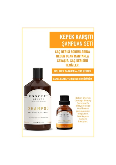 Concept Beauty Kepek Şampuan 240 ML + Flaking Kepek Shot 20 ML