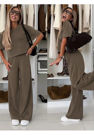 DefyModa Kadın Kısa Kollu Bisiklet Yakalı Modal Bluz Ve Pantolon Ikili Takım Sütlü Kahve DefyModa Kadın Kısa Kollu Bisiklet Yakalı Modal Bluz Ve Pantolon Ikili Takım Sütlü Kahve