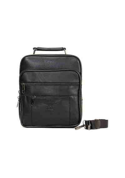 Newish Polo Erkek Hakiki Deri Günlük Omuz Ve El Çantası 20x24 Cm - New084 Siyah