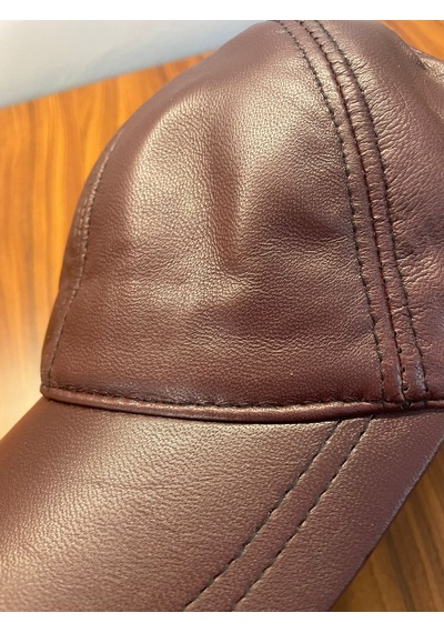 %100 Deri Unisex Standart Kalıp Cap Şapka Bordo