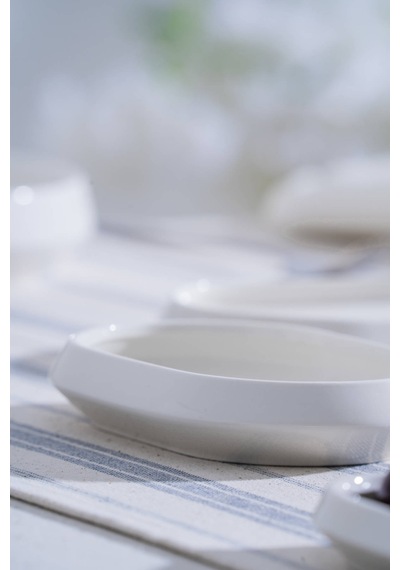 Acar Rumi Oval Kayık Tabak - 13 Cm Beyaz
