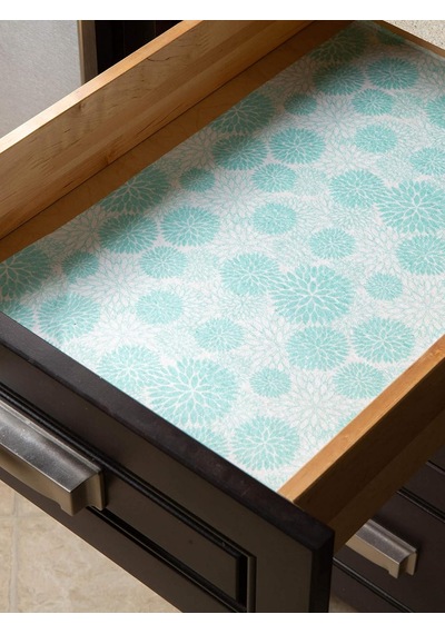 Dıı Buzdolabı &amp Raf Astar Koleksiyonu Yapışkan Olmaz, Kesilmiş, Makinede Yıkanabilir, 12x20, Aqua Dahlia, 2 Ade Diğer