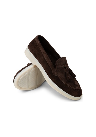 Deery Kadın Hakiki Süet Kahverengi Püsküllü Loafer - 02040zkhvc01