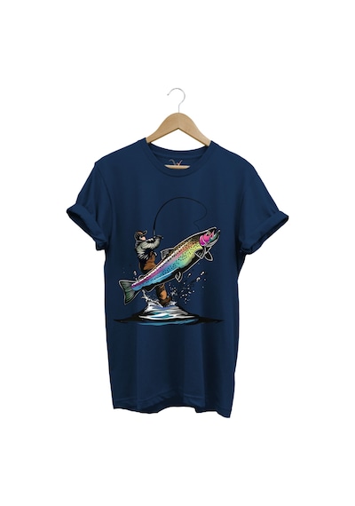 Olta İle Balıkçılık Fishing Balık Avcılığı Alabalık Turna Avcılığı Regular Fit %100 Pamuk Tişört Lacivert