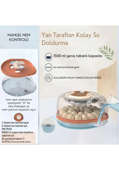 26 59 Kapasiteli Otomatik Kuluçka Makinesi 2 Değiştirilebilir Yumurta Tepsili, Dijital Kontrollü