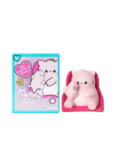 Pembe Kedi Sürpriz Paket Koleksiyonluk Mini Figür Ve Çıkartma 1 Adet 7,6 Cm