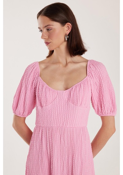 Tudors Kadın Standart Fit Normal Kesim Sırt Bağlama Detaylı U Yaka Midi Pembe Elbise-34180 Pembe Tudors Kadın Standart Fit Normal Kesim Sırt Bağlama Detaylı U Yaka Midi Pembe Elbise-34180 Pembe