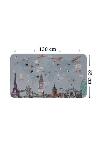 Eğitici Dünya Haritası Dünya Atlası Çocuk Ve Bebek Odası Duvar Sticker-85x130-3820 Çok Renkli