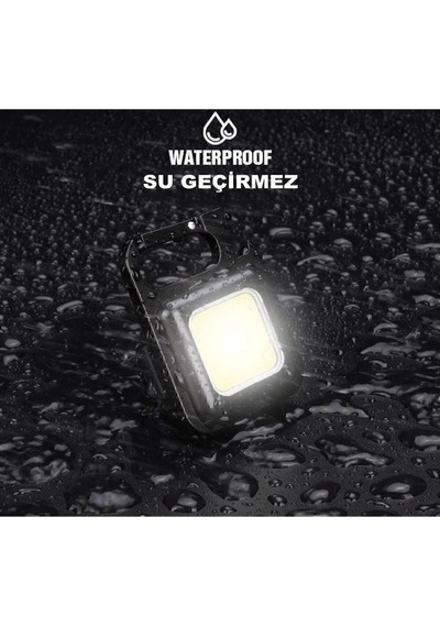 Mini Led Anahtarlık El Feneri Flash Mıknatıslı Su Geçirmez Şişe Açaçaklı Siyah