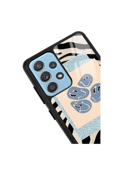Samsung Uyumlu A52 Zebra Emoji Tasarımlı Glossy Telefon Kılıfı Siyah
