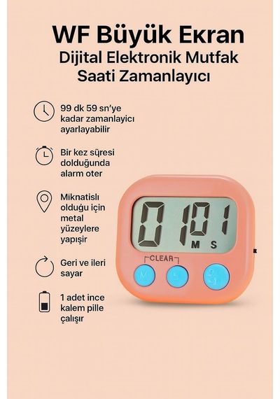 Wf Büyük Ekran Dijital Elektronik Mutfak Saati Zamanlayıcı Thr305pm