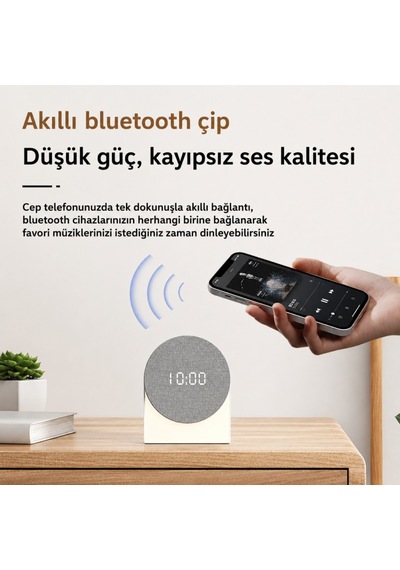 Polham 4in1 Arada Bluetooth Uyku Hoparlörü Gece Lambası, Dijital Saat, Alarm Ve Rahatlatıcı Uyku Sesleri