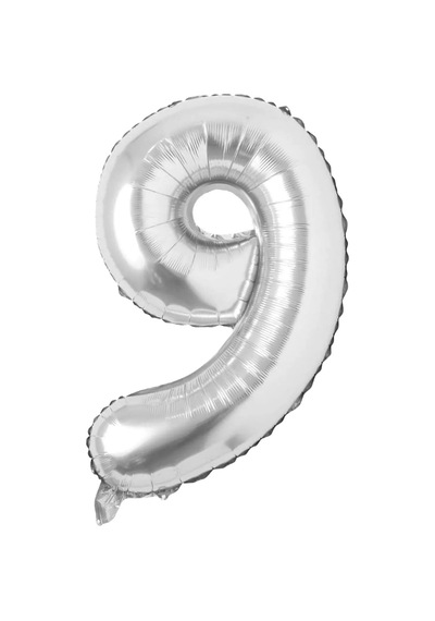 Folyo 9 Rakamı Balon 100 Cm Gümüş Gri Büyük Boy 40inc Dokuz Rakam Folyo Balon