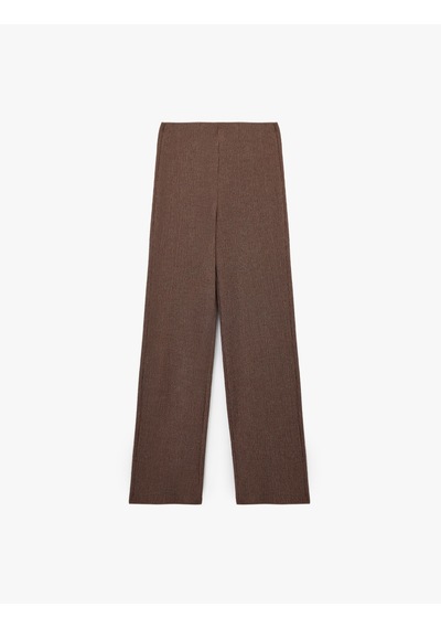 Koton Bürümcük Kumaş Slim Fit Uzun Düz Paça Pantolon Kahverengi 6wak40042ek Kahve