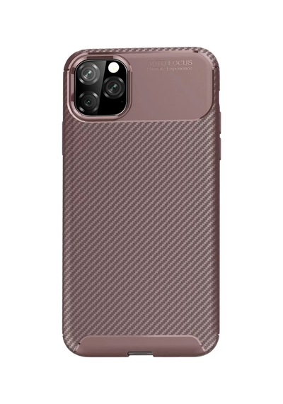 Newface Apple İphone 11 Pro Max Kılıf Auto Focus Karbon Kapak - Kahverengi