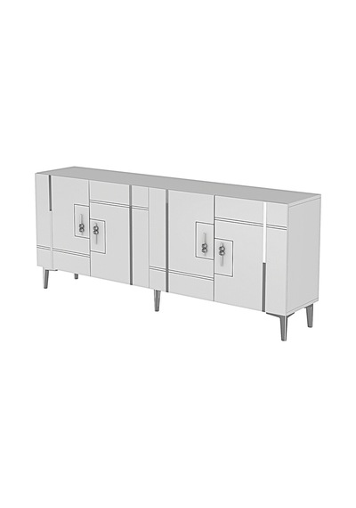 Ka1842bs Made Konsol Ve Tv Sehpası Beyaz-sılver 180cm Beyaz - Gümüş