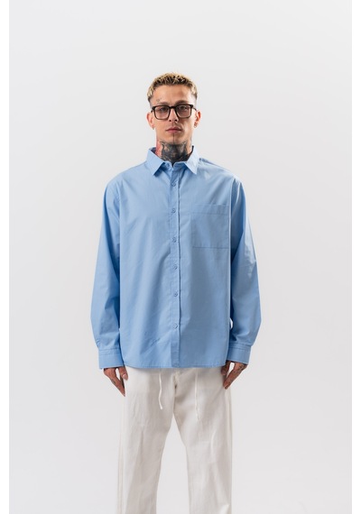 Respire Erkek Poplin Oversize Gömlek Bebe Mavi Bebek Mavi