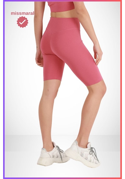 Missmaral Kadın Yüksek Bel Toparlayıcı Tayt Kısa Spor Şort Deniz Havuz Spor Biker Shorts Gül Kurusu 1070 Gül Kurusu