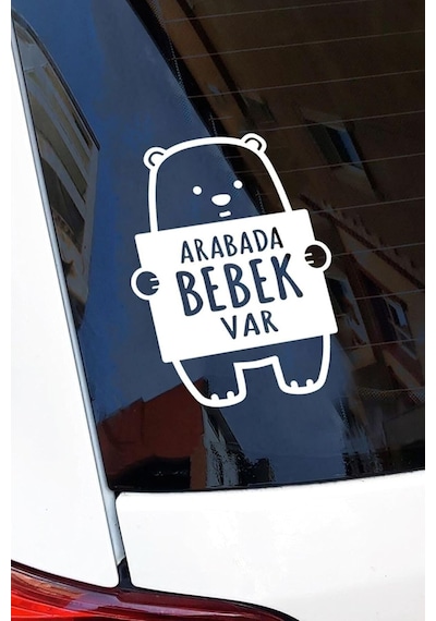 Arabada Bebek Var Ayıcık 16x12 Cm Sticker Araba, Motorsiklet, Laptop, Cam Sticker 1