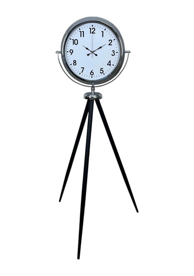 Krom Dekoratif Tasarım Tripod Ayaklı Saat Çok Renkli