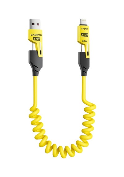 4'ü 1 Arada 65w Yaylı Hızlı Şarj Kablosu Type-c & Lightning Pd Destekli, Dolaşmaz Spiral Tasarım, 1.5m Uzayabilir Diğer