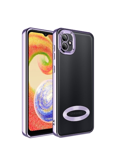 Zore Galaxy Uyumlu A04 Kılıf Kamera Korumalı Logo Gösteren Omega Kapak - Lila Lila