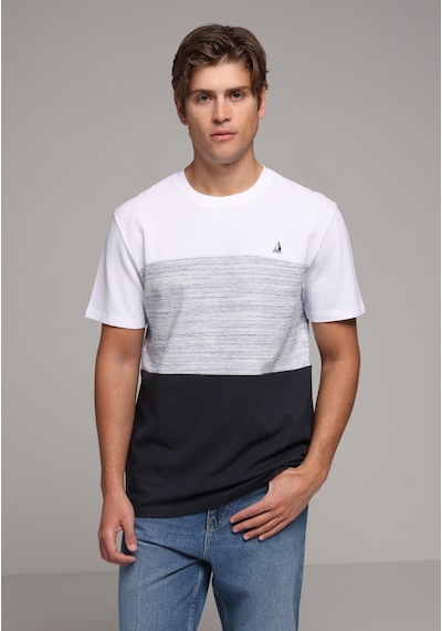 Colin's Colins Regular Fit Yuvarlak Yaka Çizgili Erkek Lacivert Kısa Kol Tişört Cl1080515 Q1.v2 Nav