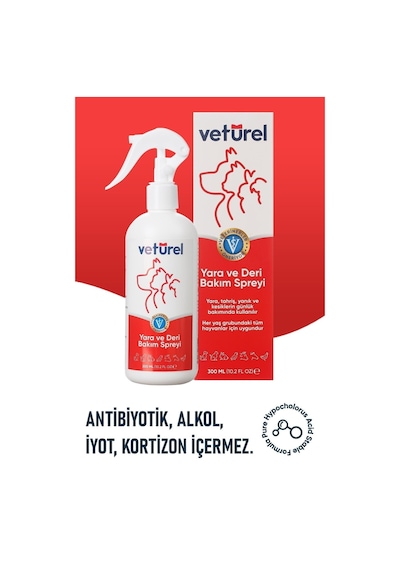 Vetürel Kedi ve Köpekler İçin Yara ve Deri Bakım Spreyi 1 L
