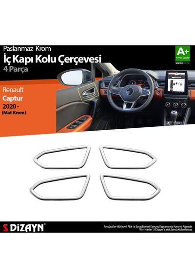 S-Dizayn Renault Captur 2 Krom İç Kapı Kolu Çerçevesi 4 Prç. 2020