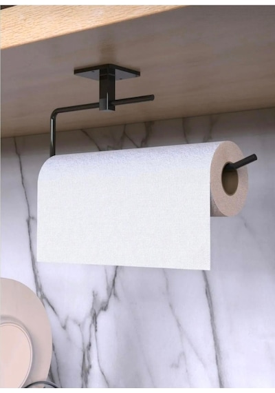 Siyah Kağıt Rulo Havluluk Peçetelik Yapışkanlı Tasarım Askı Siyah Çelik Diğer