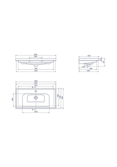 Turkuaz Cerastyle Frame Etajer Uyumlu Beyaz Lavabo 90x45 Cm 031300-u Beyaz