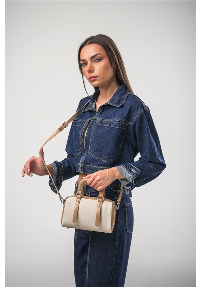 Ççs 18204 Kadın Çapraz Askılı Çanta Gri-bej