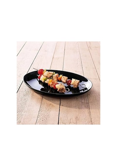 Temperli Cam Oval Siyah Servis Tabağı 33cm