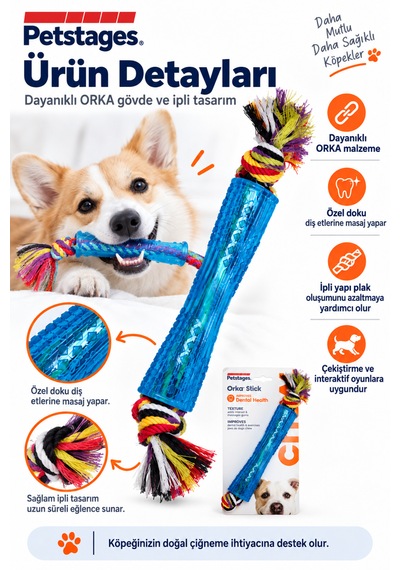 Petstages Orka Stick İpli Köpek Çiğneme Oyuncağı