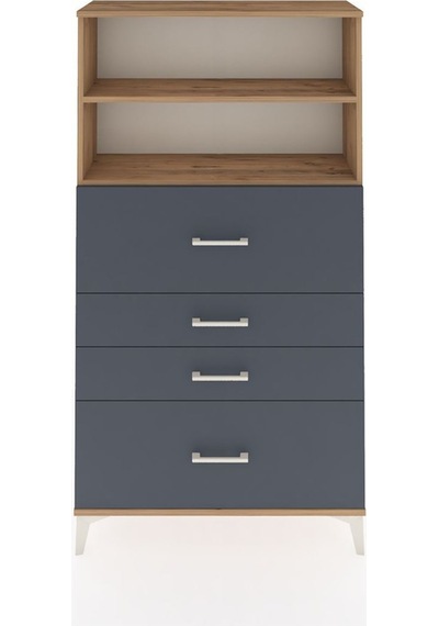 Arges Dolap 2 Raflı 4 Çekmeceli 88x30x163 Çam-antrasit Atlas Çam