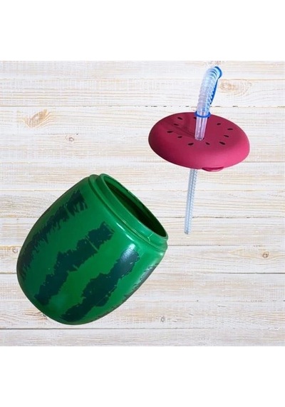 Karpuz Model Kendiliğinden Pipetli 900 Ml Suluk, Matara 4172 Çok Renkli