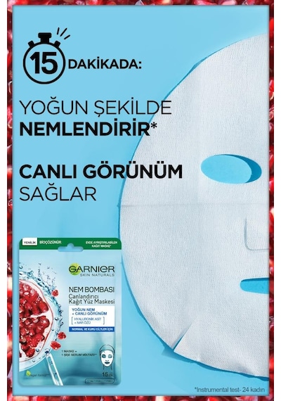 Garnier Saf&Temiz Nemlendiren Yüz Temizleme Jeli 250 ML + Nem Bombası Canlandırıcı Kağıt Maske 2'li