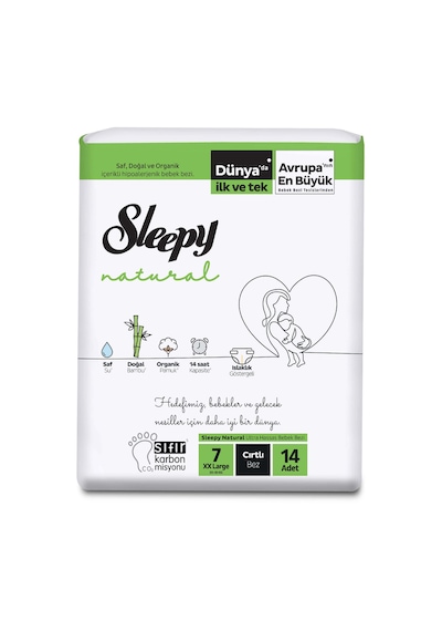 Sleepy Natural Bebek Bezi 7 Numara XXLarge Haftalık Paket 14 Adet