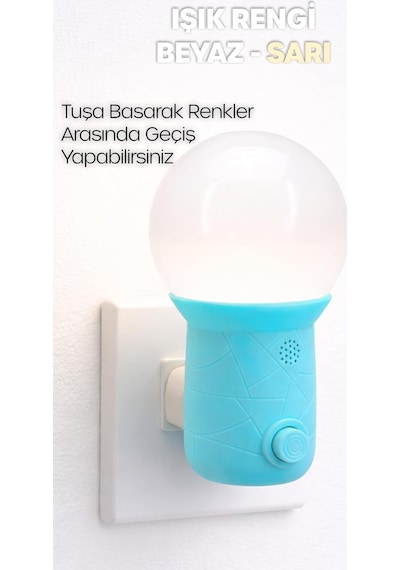 Ayrex Gece Lambası Tuşlu Koridor Hol Işığı Uyuma Işığı Kubbe Turkuaz Genel