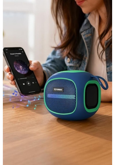 Özel Üretim Bluetooth Hoparlör D90 Mavi 5w Hareketli Müzik Görsel